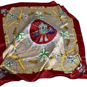 Luxurious Red and Gold Scarf with Intricate Design
